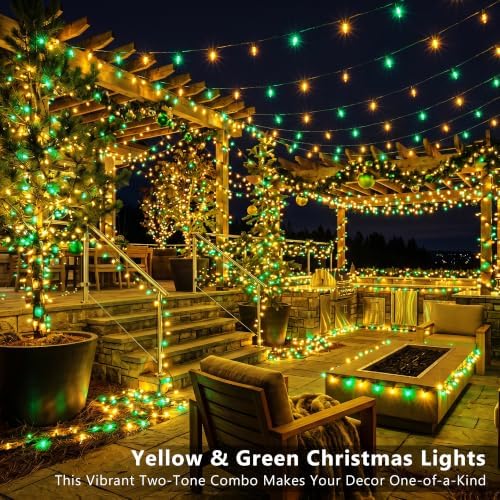 BrizLabs Christmas Lights, 100 Count 19.7ft Yellow & Green String Lights