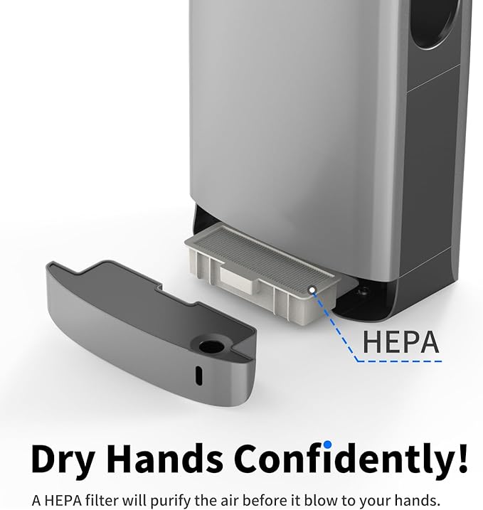 AIKE HEPA Filtered Vertical Hand Dryer Slim, 110-130V Silver Model AK2065