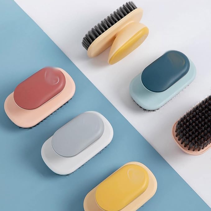 Household Cleaning Brushes Laundry Brush with Handle Flexible Washing Scrub Soft Hair Cleaning Clothes Cleaner Household Tools(Yellow)