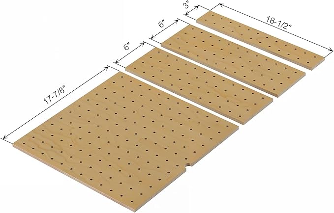 Dowell 4-Piece Wood Pegboard Drawer Divider Organizer Set with 9 Wooden Pegs – Adjustable to Fit Drawers of Various Sizes, Customizable Storage for Pots, Pans, and Plates-4007 3319 9P (33"X18-1/2")