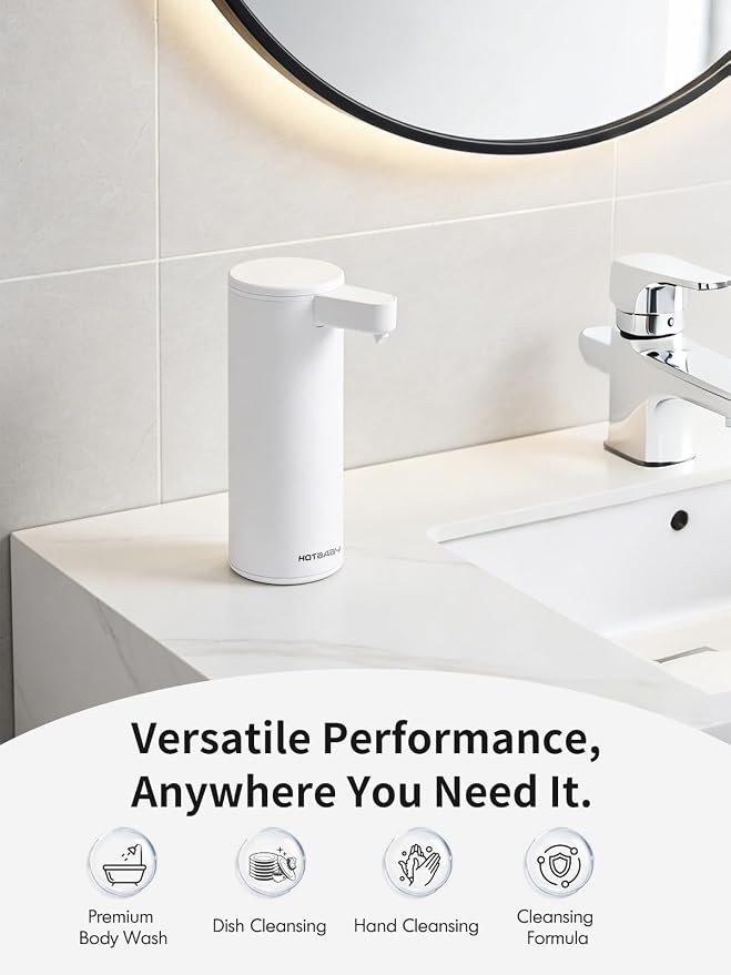 Automatic Liquid Soap Dispenser Touchless: Liquid Hand Soap Dispenser Stainless Steel - Free Touch Electric Soap Dispenser Rechargeable with Sensor for Bathroom, Commercial (White)