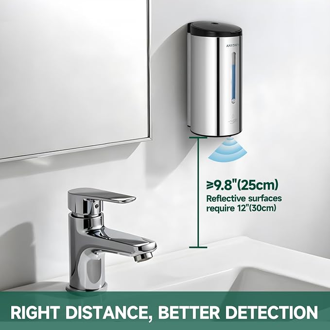 anydry Touchless Automatic Liquid Soap Dispense Wall Mount 25oz Large Capacity Stainless Steel for Commercial (Polished)