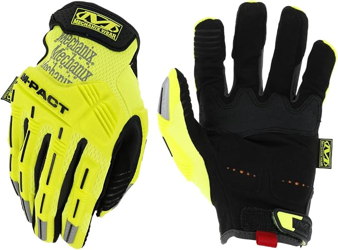 Mechanix Wear Hi-Viz M-Pact Gloves - High-Visibility Impact Gloves - For Builders Safety - For Construction - Vibration Absorbing - Touchscreen Compatible - Fluorescent Yellow - XX-Large