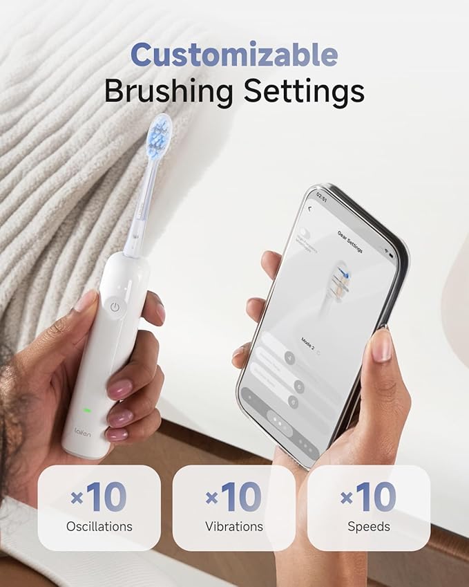 Laifen Wave Pro Sonic Electric Toothbrush for Adults – 2026 Model, 60° Oscillations for Ultra-Clean, Smart App, 70-Day Battery, 2 Brush Heads, IPX8 Waterproof (White ABS)