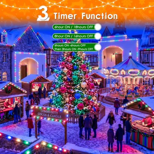 1200 LED Christmas Lights 394 FT Multicolor Outdoor Remote Plug