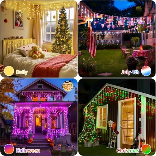 JMEXSUSS 400 LED Smart RGB Icicle Lights for Outside