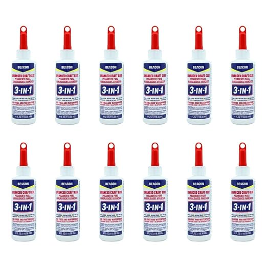 BEACON 3-in-1 Advanced Craft Glue - Fast-Drying, Crystal Clear Adhesive for Wood, Ceramics, Fabrics, and More, 4-Ounce, 12-Pack