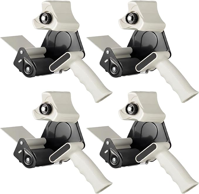 WILLBOND 4 Pack 3 Inch Wide Tape Gun Lightweight Packing Heavy Duty Tape Dispenser Gun for Moving Shipping Box Carton Seal Packing Shipping Dispenser (Black)