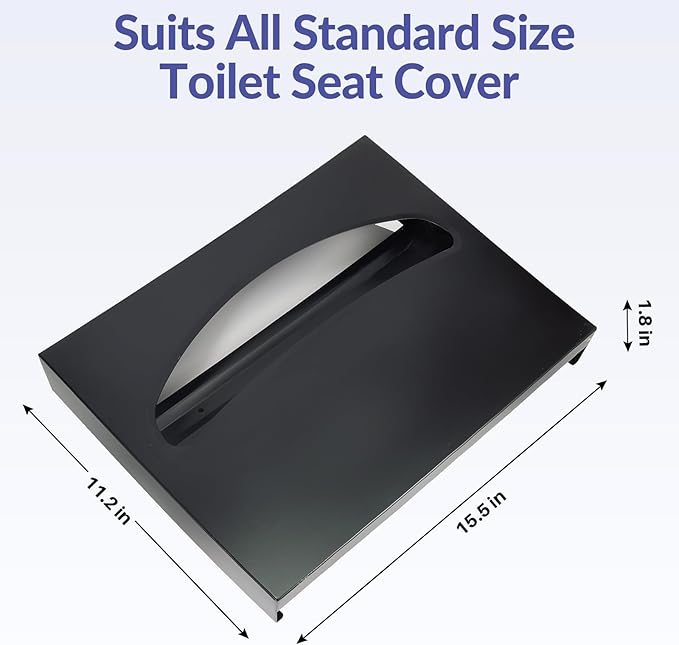 Stardrix Stainless Steel Toilet Seat Cover Dispenser, Wall Mount Single or 1/2 Fold Large Capacity Toilet Seat Covers Holder for Commercial and Residential, Matt Black