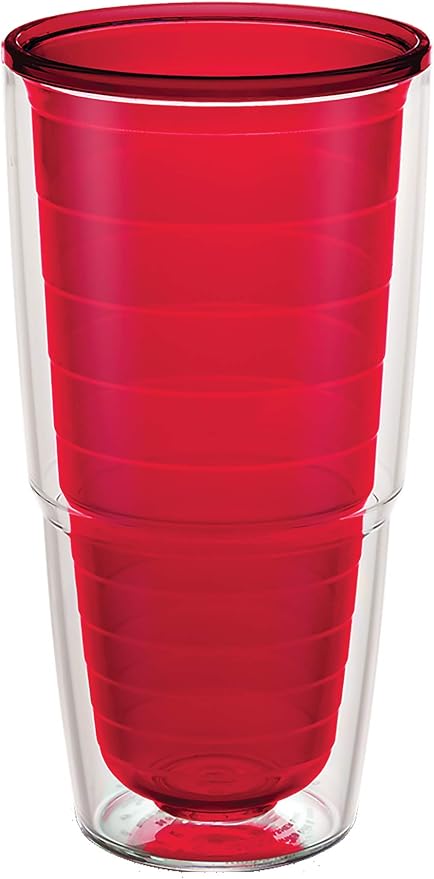Tervis 24oz Tritan Tumbler | Tabletop Collection, Red | Made in USA, Double-wall Insulated, Shatterproof, BPA-Free, Dishwasher Safe, Fits Most Cupholders, Gifts under $25