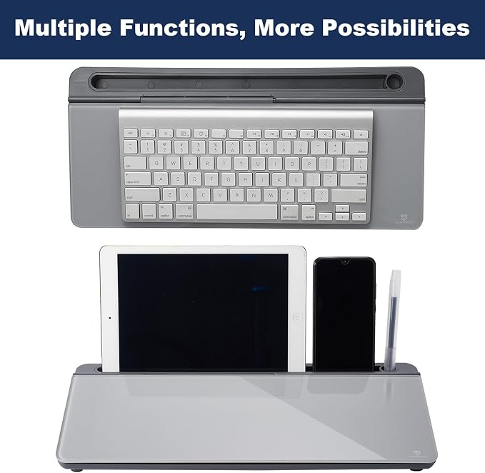 TSJ OFFICE Desktop Whiteboard Dry-Erase-Board - Computer Keyboard Stand White Board Surface Pad with Drawer, Desk Organizers with Accessories for Office, Home, School Supplies - Complete Grey