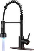 Kitchen Faucet with LED Pull Down Sprayer ORB | 2-mode sprayer, 360° high arc spout, 304 SS build, drip-free valve, fingerprint-resistant, DIY install, 500K cycle tested