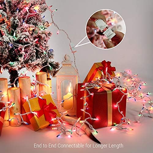 Brizled Colored Christmas Lights Incandescent, 300 Count, 69.6ft, Linkable
