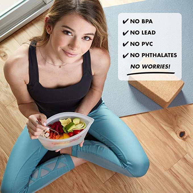 Zip Top Reusable Food Storage Bags | 3 Bag Set [Frost] | Silicone Meal Prep Container | Microwave, Dishwasher and Freezer Safe | Made in the USA