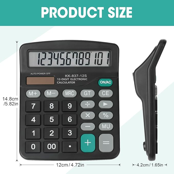 30 Pack Calculator Bulk, 12 Digits Calculators Desktop with Large LCD Display and Sensitive Butto, Solar and Battery Dual Power, Desk Calculator