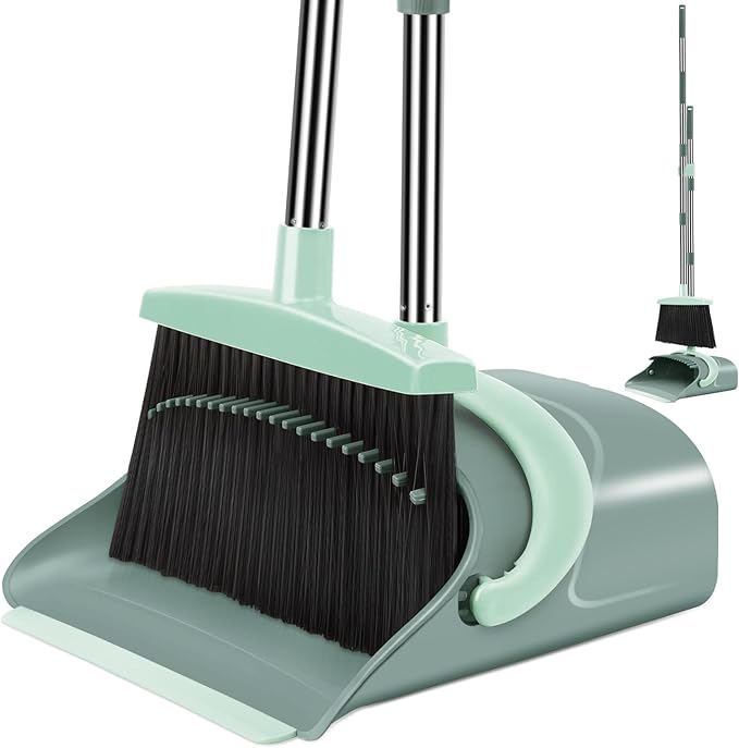 Green & Red Broom with Dustpan Combo Set