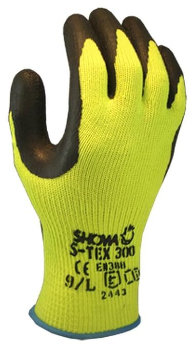 SHOWA S-TEX 300 Natural Rubber Latex Palm Coated A4 Cut Resistant Safety Glove with Stainless Steel/Poly Liner, 10-Gauge, Small (12 Pair)