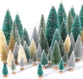 30Pcs Mini Christmas Trees Artificial Christmas Tree Bottle Brush Trees with Wooden Base for Decor Christmas Party Home Table Craft Decorations(Multicolor)