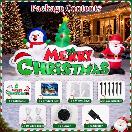 TOWPONICS 9.5FT Christmas Inflatable Outdoor Decoration Santa & Snowman