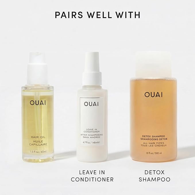 OUAI Hair Oil Full Size & Travel Size - Heat Protectant Serum & Smoothing Treatment + Ama, Galanga Root, Baobab & Borage Oils - Frizz Control, Shine Boost, 450°F Heat Shield, 1.5 oz + 0.45 oz, 2 Count