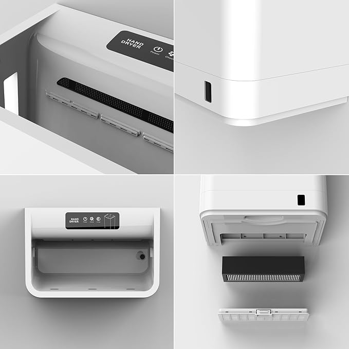 Vertical Hand Dryer HEPA Filtered 1800W High-Speed Wall Mount Jet Automatic Infrared Air for Commercial and Home Bathroom,White 2688