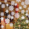 Snowflake Decorations, Paper Christmas Hanging Decor Indoor, White, 36-Pc