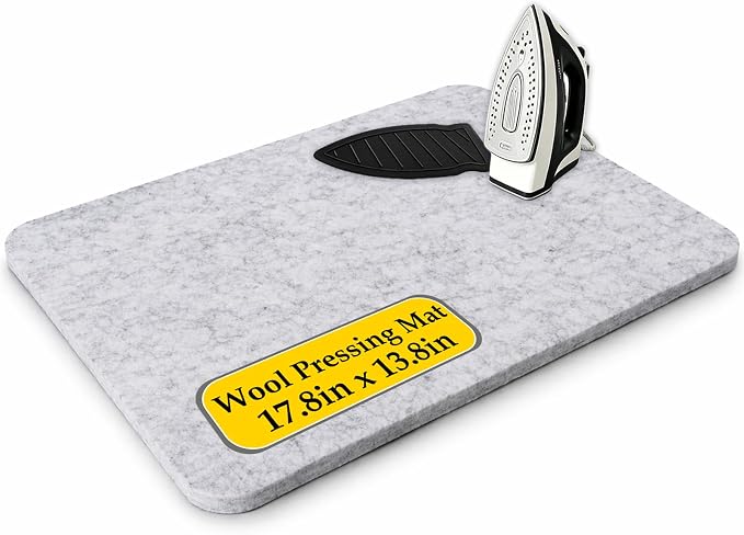 17.8"x 13.8" Wool Pressing Mat | 0.5 Inch Thick Ironing Board for Quilter, Sewing, Quilting Supplies
