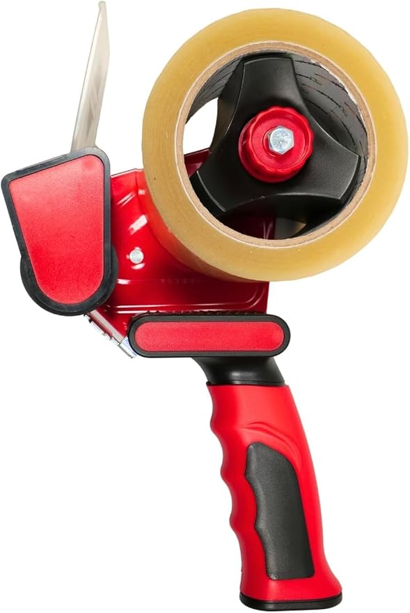 PSBM Heavy Duty Packing Tape Dispenser, 2 Inch Wide, 2 Count, Sealing Cutter, Magnetic Retractable-Blade Tape-Gun Dispenser Used for Warehouse Storage Packaging