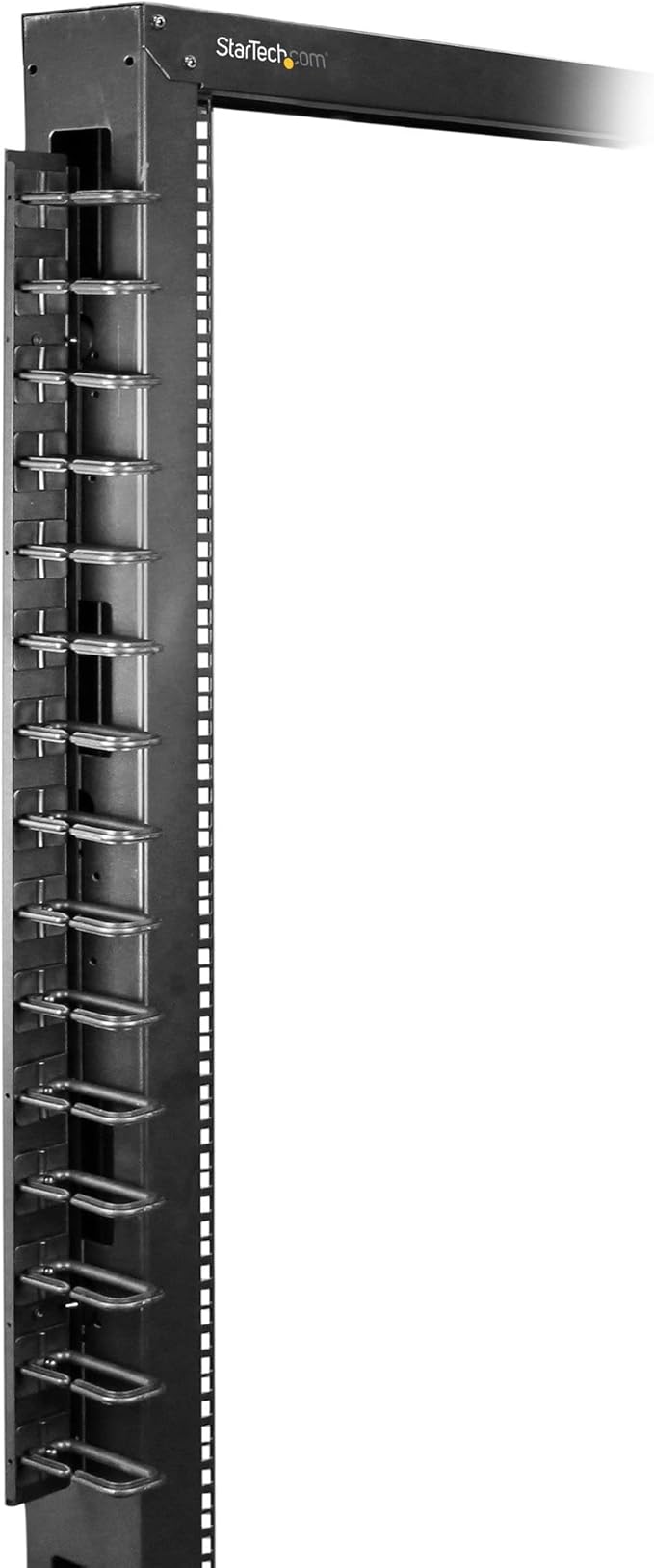 StarTech 20U Vertical Server Rack Cable Manager, D-Ring, 2.8ft (CMVER20UD) | Network rack cord manager panel, D-ring hooks, 2.8ft (0.85m) wire organizer, Improves airflow and passive cooling, Steel