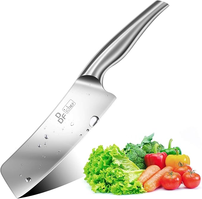 Nakiri Kitchen Knife, Chef's Knife In Japanese Stainless Steel Professional Cooking Knives, Non-slip Ultra Sharp Knife with Ergonomic Handle | Professional Chef Knife with Ergonomic Hollow Handle, Japanese Kitchen Knife, Silver