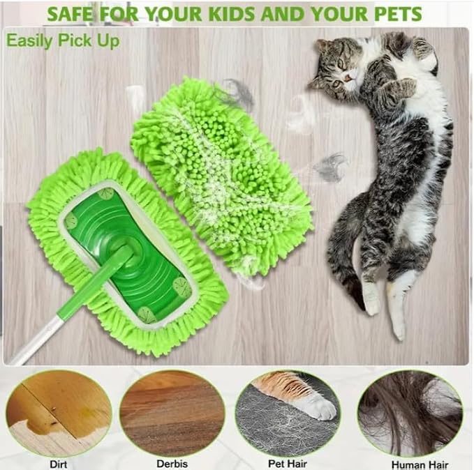 12Pcs Microfiber Mop Pads Compatible with Swiffer Sweeper 12 Pack Dry Sweeping Cloths & Wet Mopping Cloths Washable Wet Pads Refill for Mopping Floors