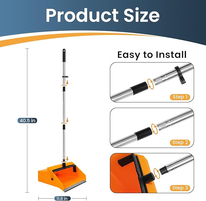 4 Pack Heavy-Duty Angle Broom and Large Commercial Dustpan
