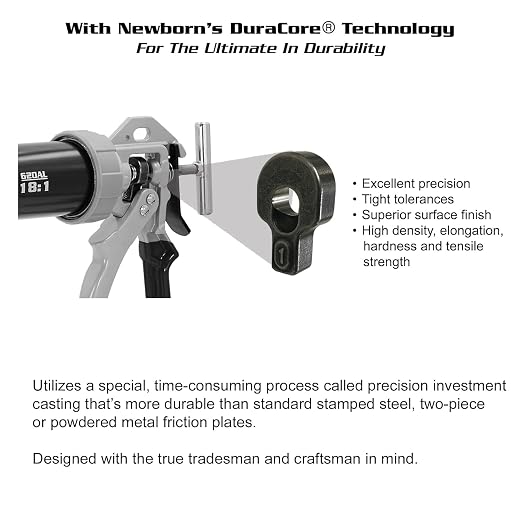 Newborn 620-AL Smooth Rod Caulking Gun, 10 and 20 Ounce Sausage Packs, 24 Ounce Bulk, 8-1/2" and 10" Cartridges, 18:1 Thrust Ratio, Flame Design