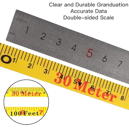 Open Reel Fiberglass Tape Measure, 165 Foot Tape Measure by 1/2-Inch, Inch/Metric Scale for Engineer,Outdoor, Athletic Field, Impact Resistant ABS Shell (165FT/50M