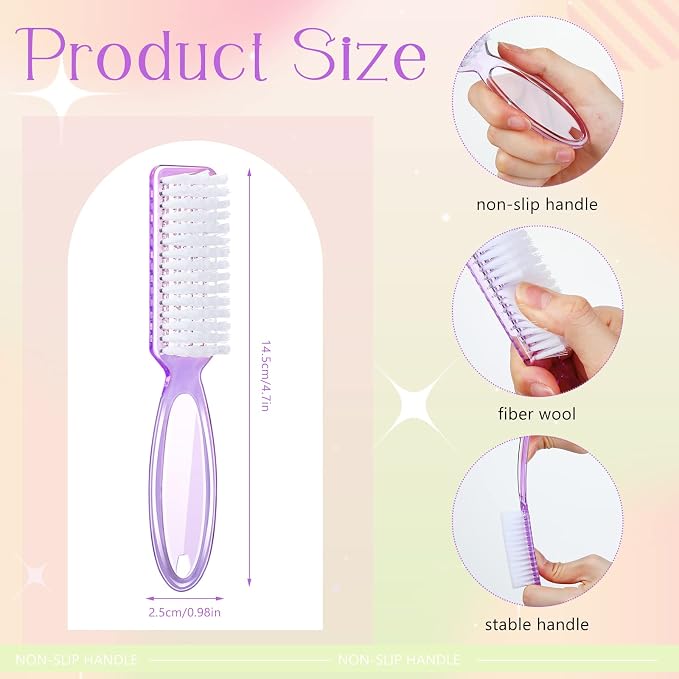 Patelai 200 Pcs Handle Grip Nail Brush Bulk Fingernail Brushes Pedicure Brush for Feet, Toes and Cleaning Fingernail (5 Colors)