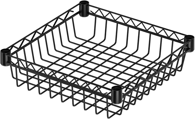 Golpart 6 Shelves Storage Shelf Wire Closet Bathroom Organizers Metal Pantry Kitchen Garage Shelving Unit Laundry Room Organization Home Rack Net Basket Black with Wheels 14" Dx14 Wx64.8 H
