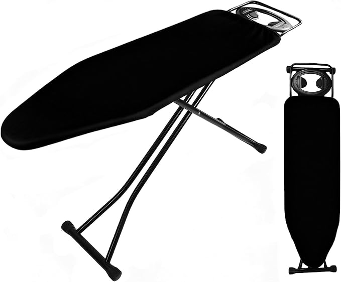 58"x15" Ironing Board Full Size, Heat Resistant Cover Wide Iron Board with Steam Rest, Ultra Thick Padding, Height Adjustable Heavy Sturdy Metal Frame Legs Ironing Stand,Non-Slip Foldable