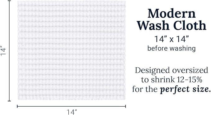 GILDEN TREE Waffle Bath Towels Wash Cloths for Showering, Exfoliating Washcloth Quick Dry Towel, Face Towels for Washing Face Cotton Washcloths Set of 4, Modern Style (White)