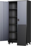 Metal Garage Storage Cabinet with Locking Doors and Adjustable Shelves,- 75" Rolling Steel Tool Cabinet for Home Office,Garage,Warehouse