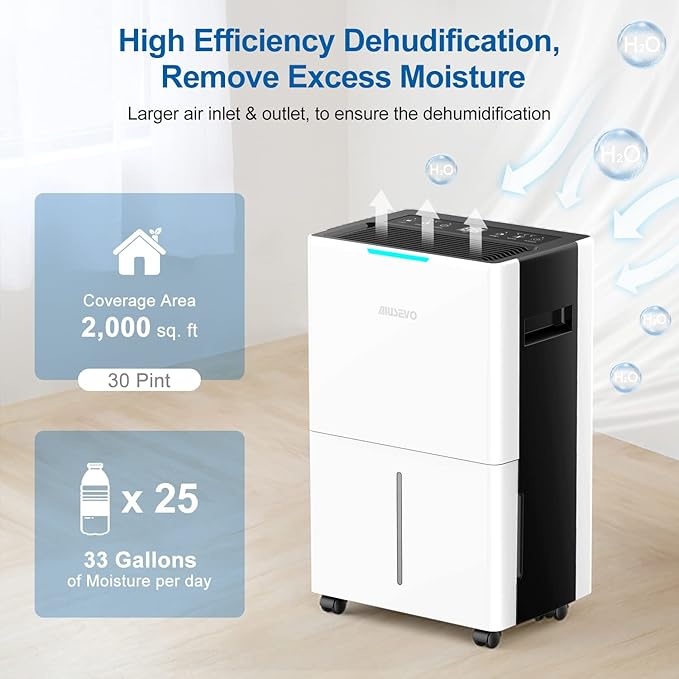 21 Pints Dehumidifier for Basement and Large Room, 1500 Sq. ft Dehumidifiers for Home with Drain Hose, Intelligent Humidity Control, 3 Modes, 24H Timer