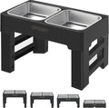 URPOWER Raised Dog Bowls 4 Height Adjustable Elevated Bowl Stand | Stainless Steel Water Bowl Non-Slip Dog Food Bowls Stand for Small Medium Large Dogs and Pets