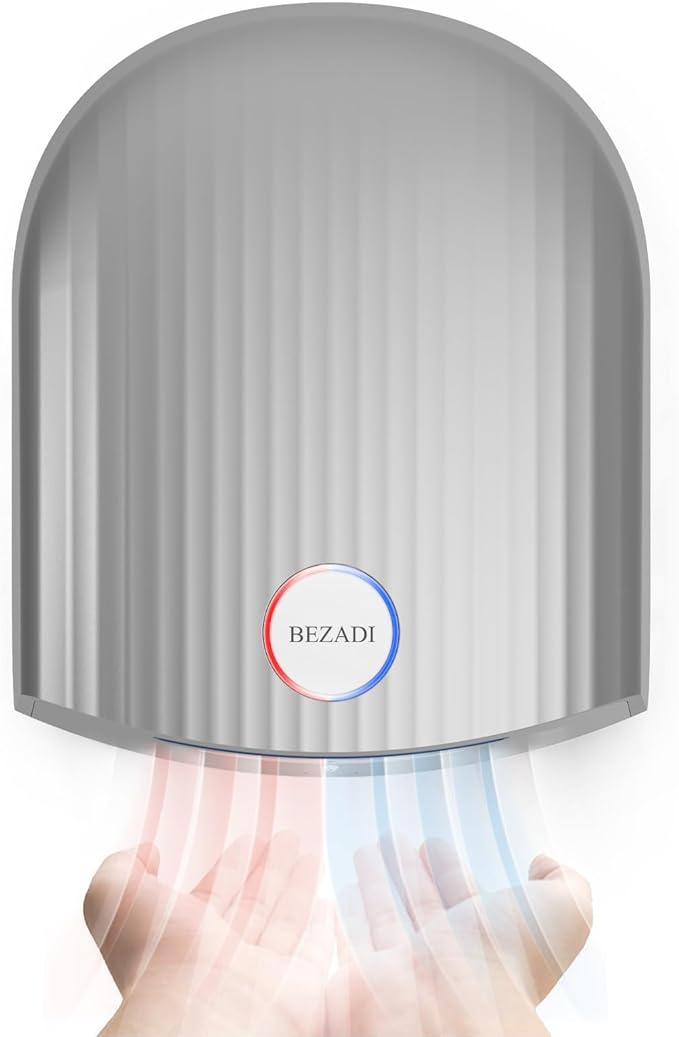 1200W Commercial Hand Dryer, High-Speed Hot & Cold Wind, Wall Mounted, Automatic Hand Dryer for Home, Bathroom, Industry - 110V, Silver, ABS Material