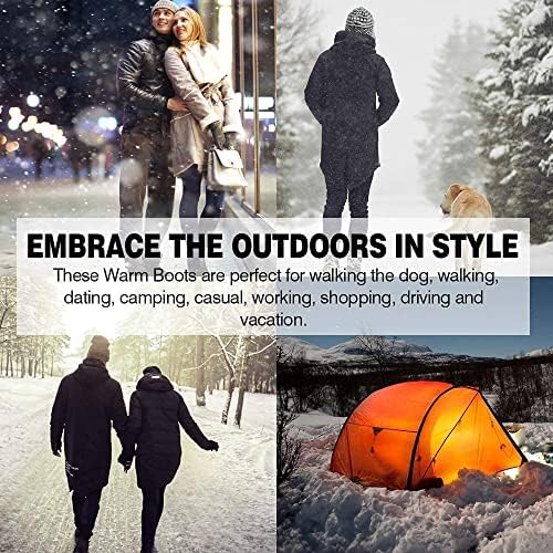 JSWEI Winter Boots for Women - Soft Comfortable Faux Fur Mid Calf Winter Snow Boots Totes Boots Lace up Snow Boots Winter Boots with Insulated Black for Outdoor