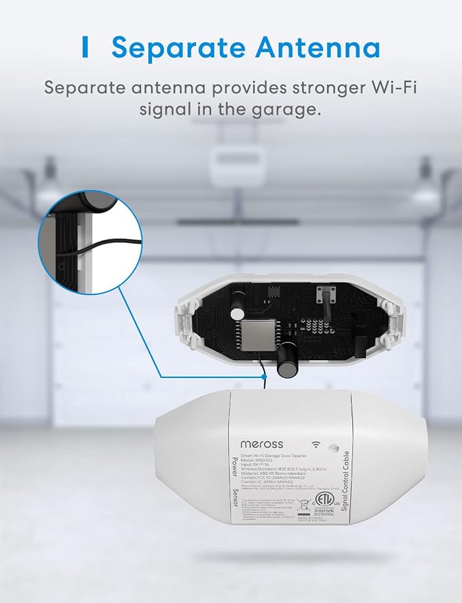 meross Smart WiFi Garage Door Opener Remote Work with Alexa and Google | Compatible with SmartThings, App and Voice Control, Auto Close, Easy to install, No Hub Needed, Non-HomeKit Version