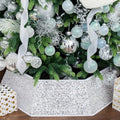 XmasExp Christmas Tree Collar, 39 inch Sequin Tree Skirt Stand Base Cover for Home Decor (White, X-Large)