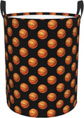 Fun Bblack Basketball Laundry Hamper Laundry Basket Circular Hamper Dirty Clothes Storage with Handles