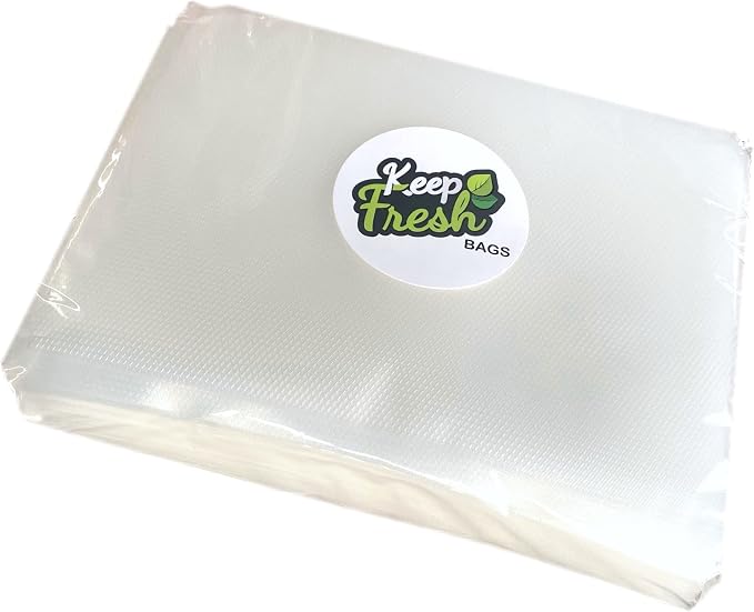 Keep Fresh 8x10 Vacuum Sealer Bags, Quart Size, 3.5 mil Embossed, Food Storage, Sous Vide Cooking, Frozen Food, Saver Bags for Vacuum Sealers, 100 Count