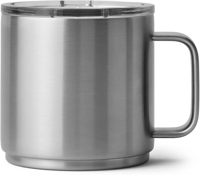 YETI Rambler 14 oz Ceramic Lined Stackable Mug, Vacuum Insulated, Stainless Steel with MagSlider Lid, Stainless