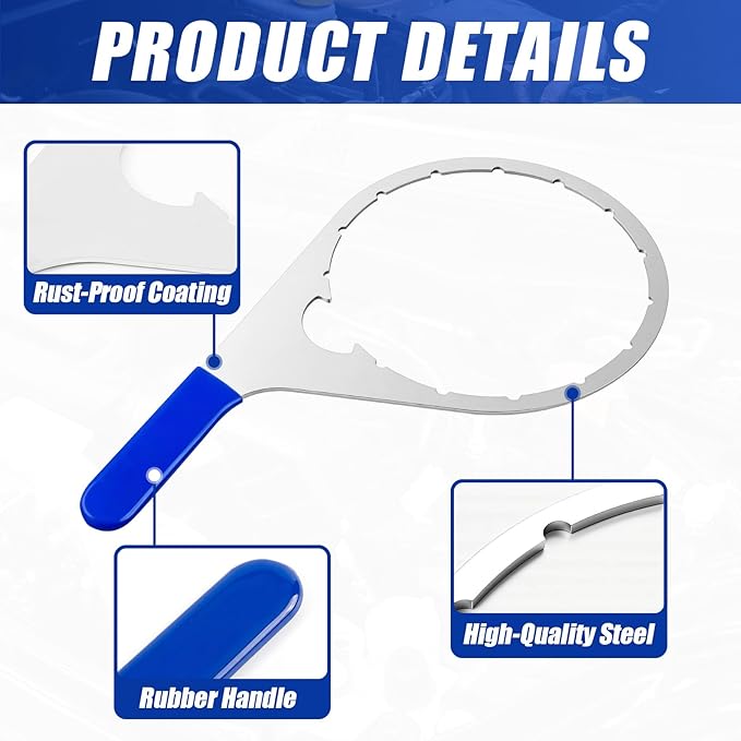 4 Pcs Fuel Filter Wrench Set, 4.6'' & 5'' & 6'' & 8'', Compatible with Various Fuel Filter Sizes Include Water Separator, Engines (Blue)