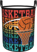 Rainbow Basketball Laundry Hamper Laundry Basket Circular Hamper Dirty Clothes Storage with Handles